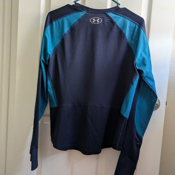 Under Armour long-sleeve top Women's Sz M navy blue/turquoise - Picture 2 of 4